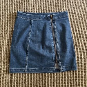 Free People Denim Front Zip Mini Skirt